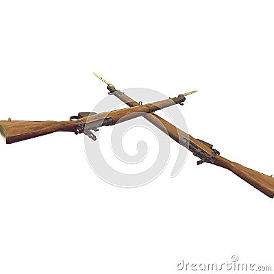 Lee enfield rifles part old 3D illustration Cartoon Illustration