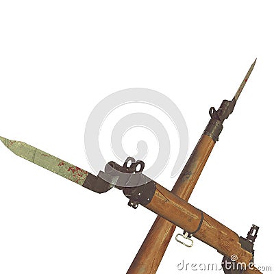 Lee enfield rifles part old 3D illustration Cartoon Illustration