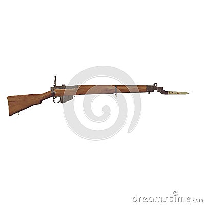 Lee enfield rifles part old 3D illustration Cartoon Illustration