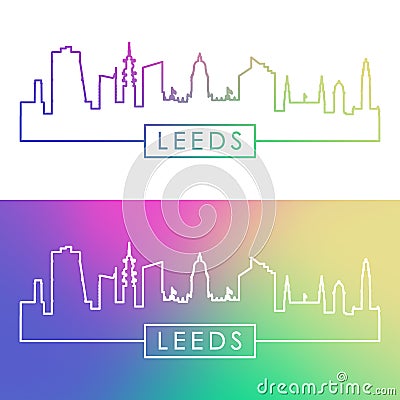 Leeds skyline. Colorful linear style. Vector Illustration