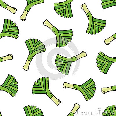 Leek seamless pattern on white background. Vector Illustration