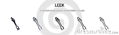Leek icon in filled, thin line, outline and stroke style. Vector illustration of two colored and black leek vector icons designs Vector Illustration