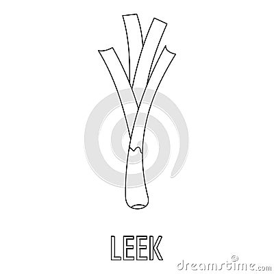 Leek icon, outline style. Cartoon Illustration