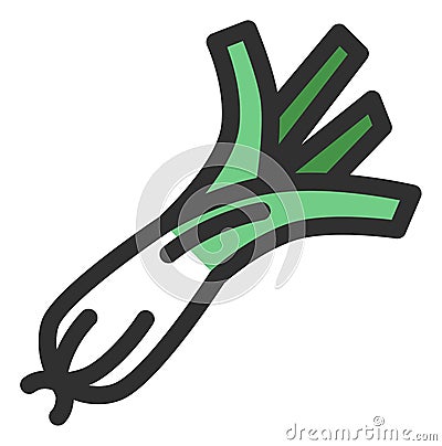 Leek icon. Spring onion. Green cooking vegetable Vector Illustration