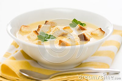 Leek, potato and celery soup Stock Photo