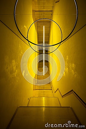 Leeum Samsung Museum of Art interior view with Gravity stairs installation by Olafur Eliasson in Seoul South Korea Editorial Stock Photo