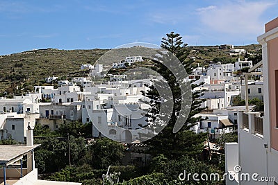 View of the small mountain village of Lefkes Paros, Cyclades- Greece Stock Photo