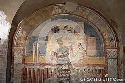Ancient fresco inside the basilica of San Saba in Rome, March 26 2022 Editorial Stock Photo