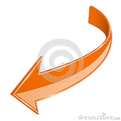 Left arrow. Previous 3d orange sign Vector Illustration