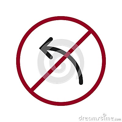 Left arrow with a slash prohibition v.19 Stock Photo