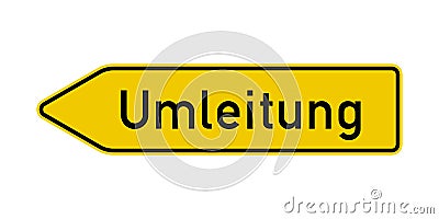 Left detour road sign in German language Cartoon Illustration