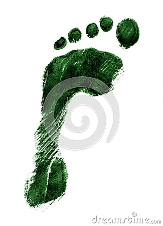 Left foot print green Stock Photo