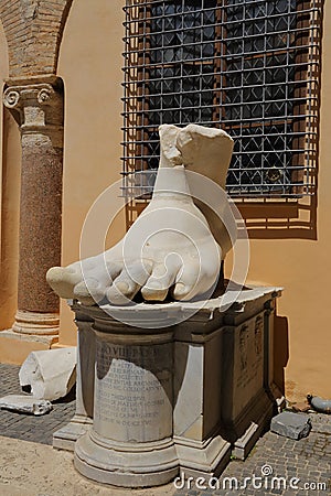 Left foot of Roman Emperor Constantine, Rome Stock Photo