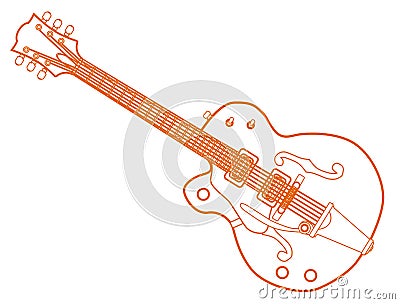 Left Handed Country and Western Guitar Vector Illustration