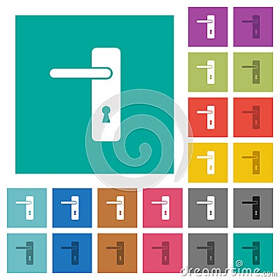Left handed simple door handle square flat multi colored icons Stock Photo