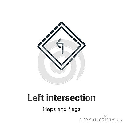 Left intersection outline vector icon. Thin line black left intersection icon, flat vector simple element illustration from Vector Illustration