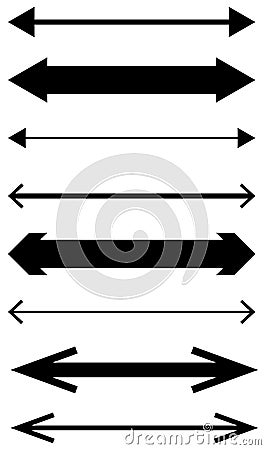 Left and right arrow, pointer, cursor in opposite direction. Intersection, navigation, forward-backward arrow element Vector Illustration