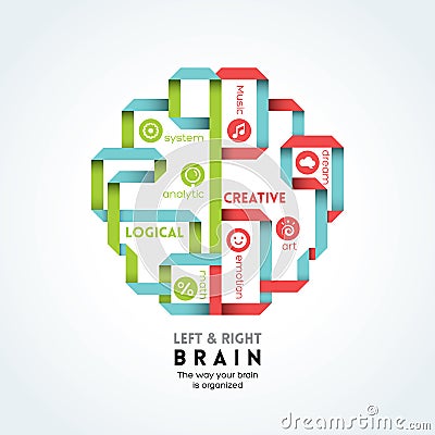 Left and right brain function illustration Vector Illustration