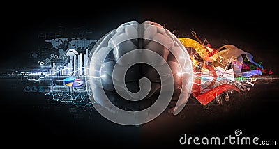 Left and right brain functions Stock Photo