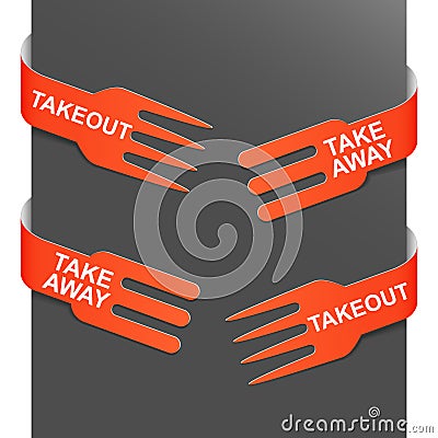 Left and right side signs - Takeout and Takeaway Vector Illustration