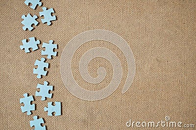 Left side abstract simple puzzle game pieces. Stock Photo