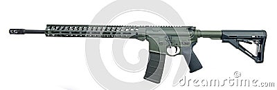 Left side AR15 rifle with foliage green paint Stock Photo