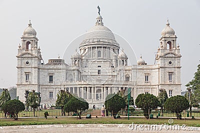 Left side of VIctoria Memorial Hall in Kolkata, India. Stock Photo