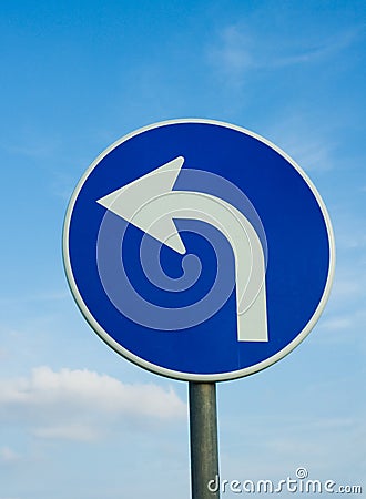 Left turn road sign Stock Photo