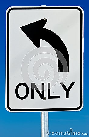 Left Turn Only Sign Stock Photo