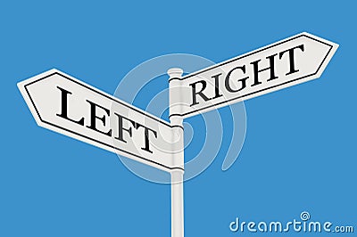 Left versus Right messages, direction conceptual image decision change Stock Photo