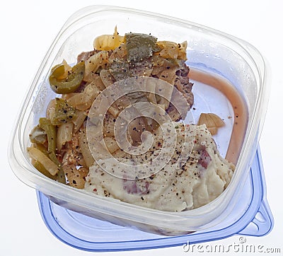 Leftover Steak and Mashed Potatoes Stock Photo