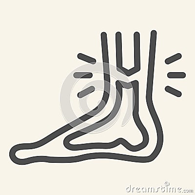 Leg ankle pain line icon. Foot joint bones injury outline style pictogram on white background. Injury leg for mobile Vector Illustration