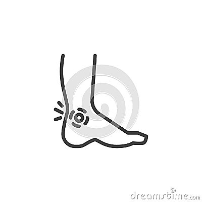 Leg ankle pain line icon Vector Illustration