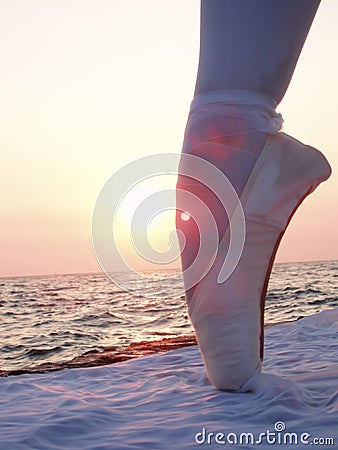 Leg in ballet shoes Stock Photo