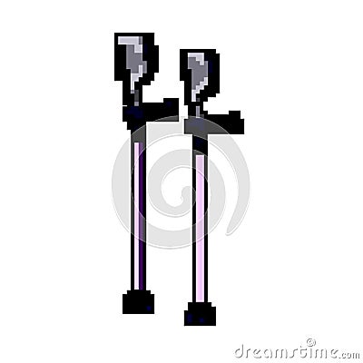 leg crutch medical game pixel art vector illustration Vector Illustration