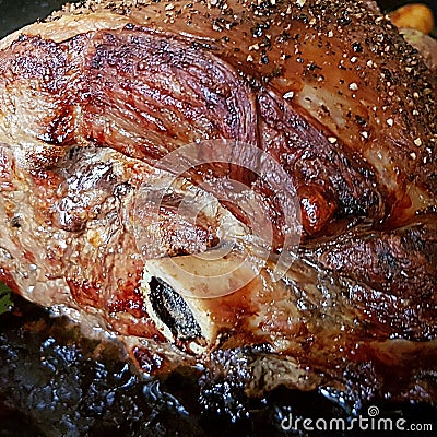 Leg of english roast lamb Stock Photo