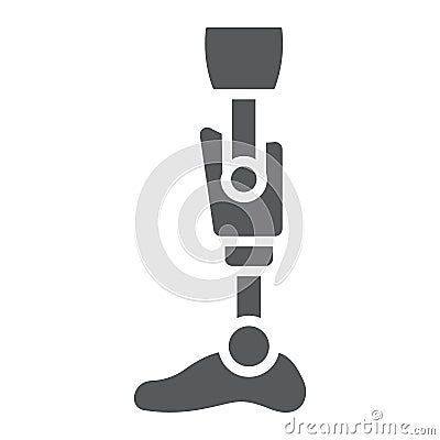 Leg knee prosthesis glyph icon, orthopedic and medical, prosthetic leg sign, vector graphics, a solid pattern on a white Vector Illustration