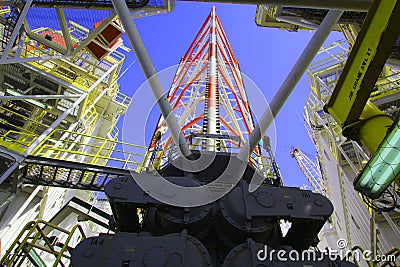 Leg rig, offshore, drilling, searching for energy, oil and gas, Stock Photo