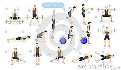 Leg workout set. Vector Illustration