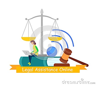 Legal Assistance, Online Consulting Web Banner Vector Illustration