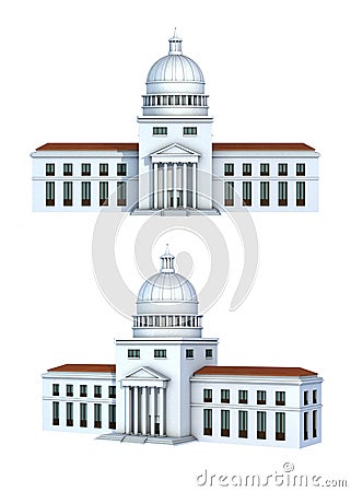 Rendering of a government building Cartoon Illustration