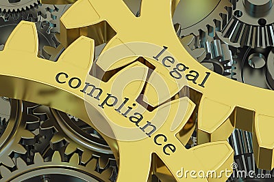Legal compliance concept on the gearwheels, 3D rendering Stock Photo