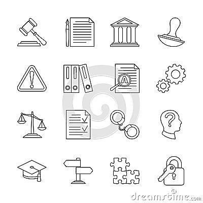 Legal compliance and regulation vector line icons Vector Illustration