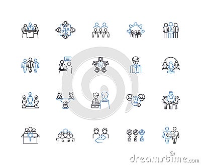Legal counsel line icons collection. Advocate, Attorney, Barrister, Counselor, Defender, Jurist, Lawyer vector and Vector Illustration