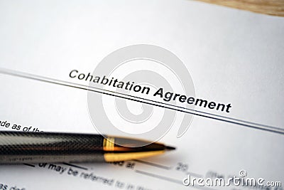 Legal document Cohabitation Agreement on paper with pen Stock Photo