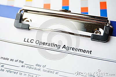 Legal document LLC Operating Agreement on paper Stock Photo