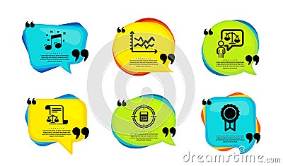 Legal documents, Lawyer and Diagram chart icons set. Calculator target, Musical note and Reward signs. Vector Vector Illustration