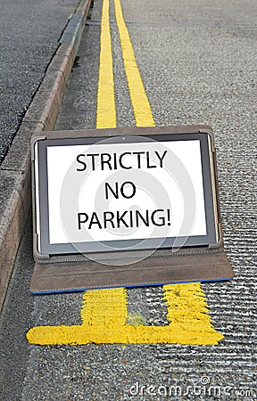 legal illegal parking fine driving road laws payment online internet double yellow lines Stock Photo