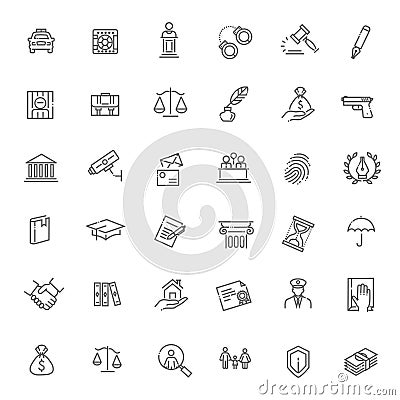 Legal, law and justice icon set Vector Illustration