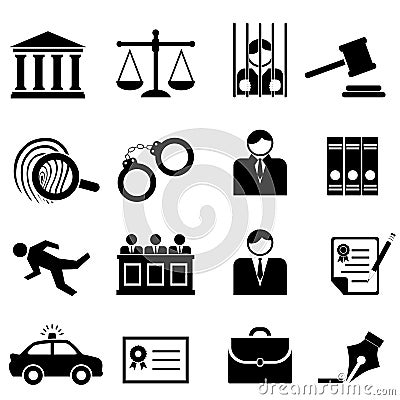 Legal, law and justice icons Vector Illustration